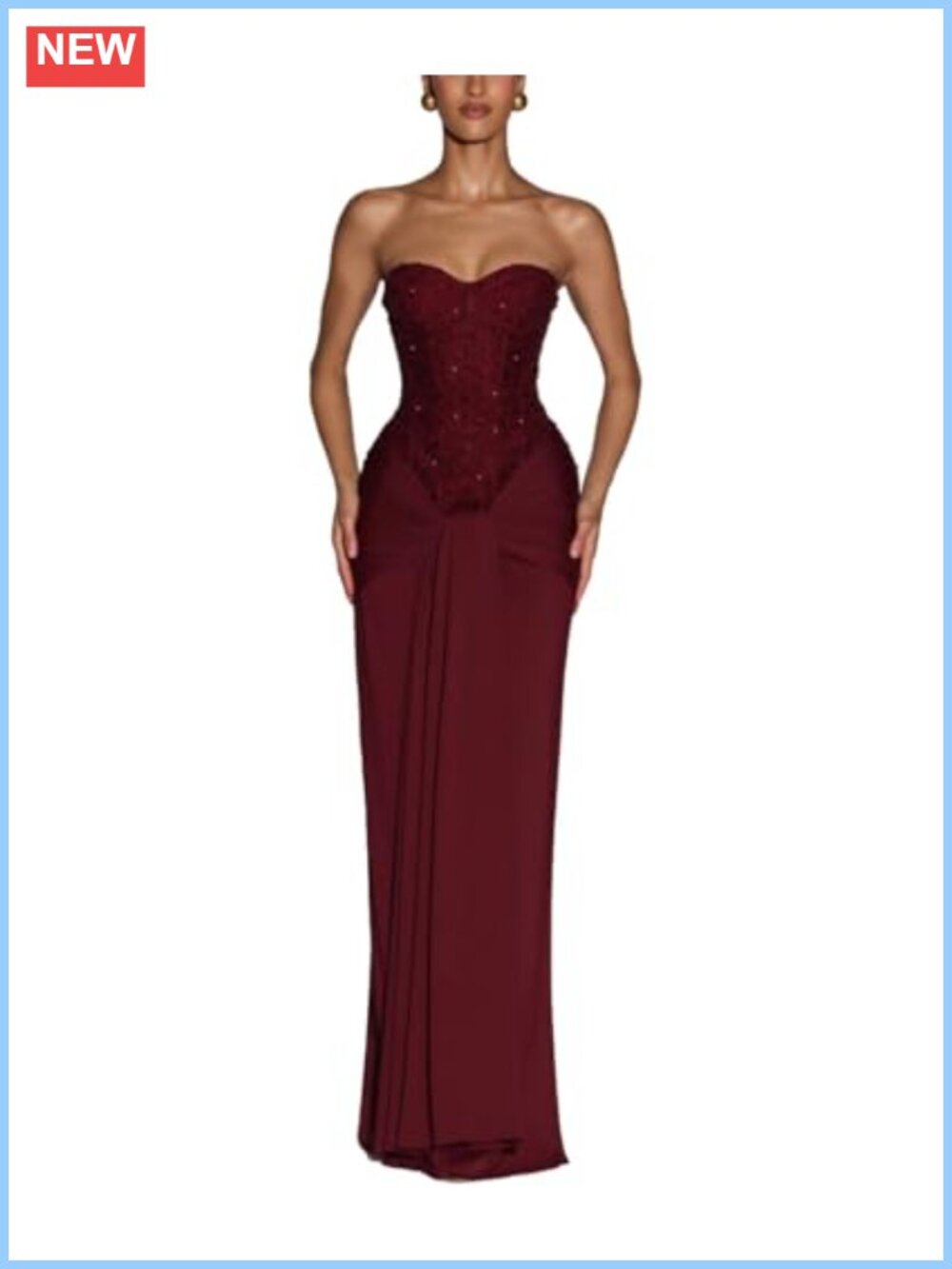 Strapless Sequin Tie Waist Bodycon Long Formal Prom Dress